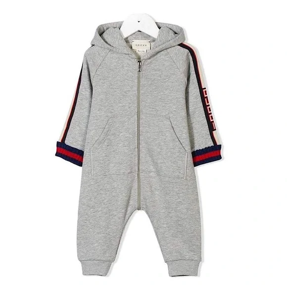 GUCCI BABY GREY HOODIE SLEEPSUIT - Picture 1 of 7